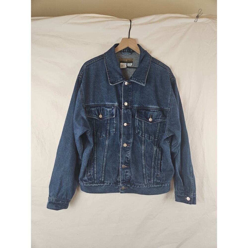 Eagles Ridge Embroidered Denim Jacket Mens L American Flag‎ Patriotic